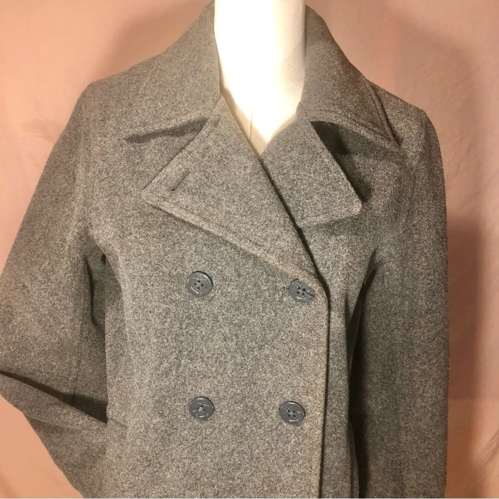 Wool Blend Gray Peacoat